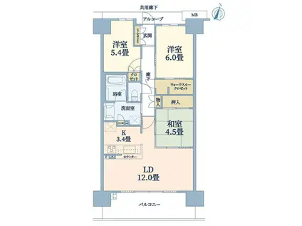 ザ・フロントマークス枚方(3LDK/10階)の間取り写真