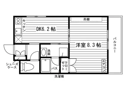 ADYはなみずき(1DK/2階)の間取り写真