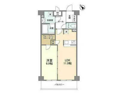 サンハイム戸塚(1LDK/4階)の間取り写真