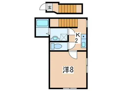 カインドネス町田旭町(1K/2階)の間取り写真