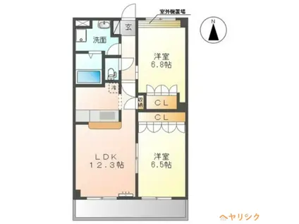 ミルトハウゼ(2LDK/1階)の間取り写真
