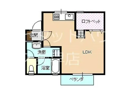 ウィステリアII(ワンルーム/2階)の間取り写真