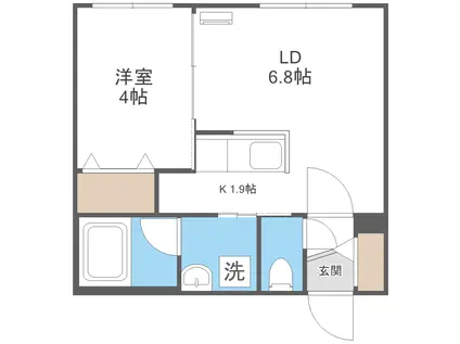 地下鉄南北線 南平岸駅 徒歩6分 4階建 築1年(1LDK/2階)の間取り写真