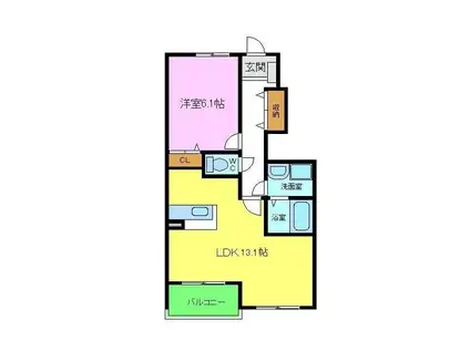 カルムオーブ(1LDK/1階)の間取り写真