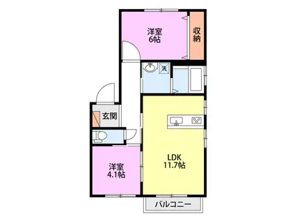 エルソレイユ(2LDK/2階)の間取り写真