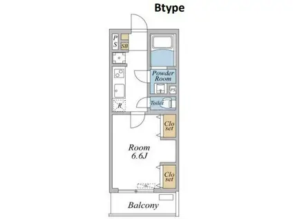 リブリ・足立区西竹の塚(1K/2階)の間取り写真