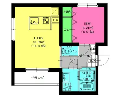 アスリート5(1LDK/2階)の間取り写真
