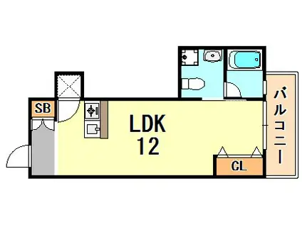 ロイスグラン神戸湊川公園(ワンルーム/2階)の間取り写真