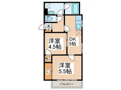 作石マンション(2DK/1階)の間取り写真