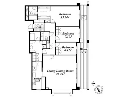 ガーデン東が丘(3LDK/2階)の間取り写真