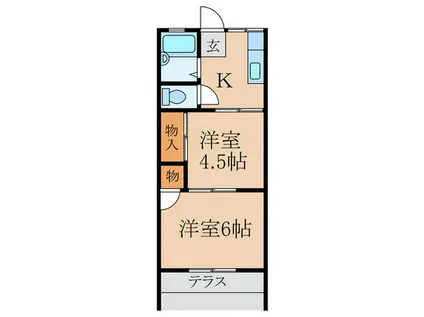 ハイツ美乃和(2K/1階)の間取り写真