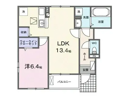 シエル ソレア(1LDK/1階)の間取り写真