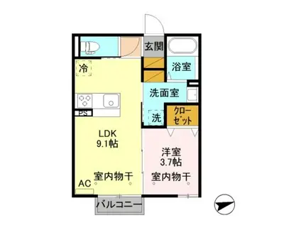 アトリオ(1LDK/2階)の間取り写真