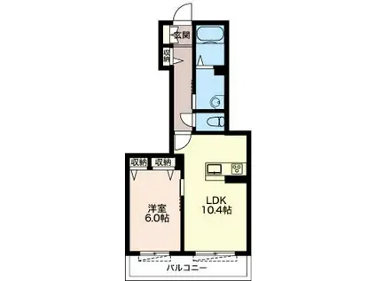 シャーメゾン藤沢(1LDK/2階)の間取り写真
