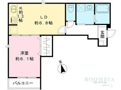 ウィステリア S(1LDK/2階)の間取り写真