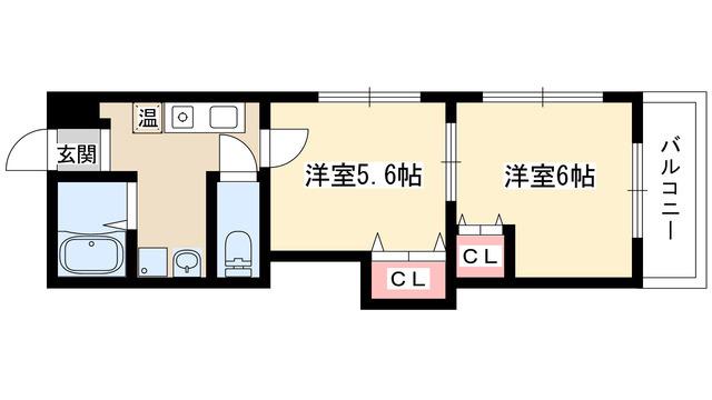 レジデンスカープ名古屋(2K/7階)の間取り写真