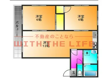 グリフォンガーデン池尻(2LDK/1階)の間取り写真