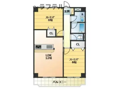 ラポール和幸(2LDK/2階)の間取り写真