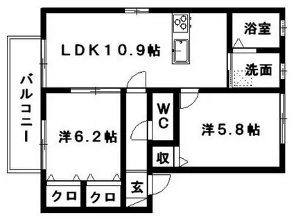 ルミナスコートA(2LDK/1階)の間取り写真
