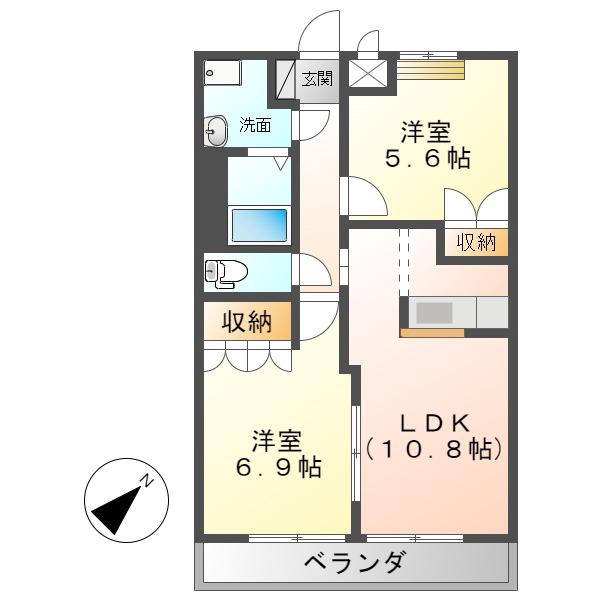 ルアール(2LDK/2階)の間取り写真