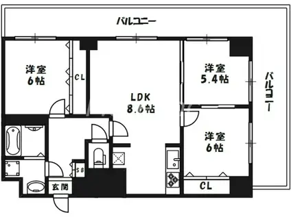 トレヴァンス梅田(3LDK/11階)の間取り写真