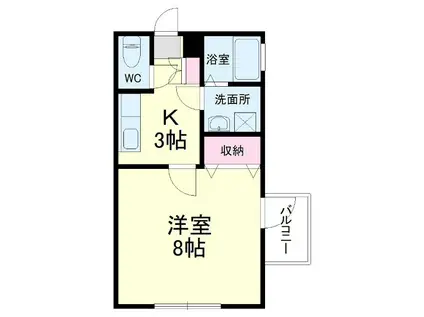 半田ビレッジ6号棟(1K/1階)の間取り写真