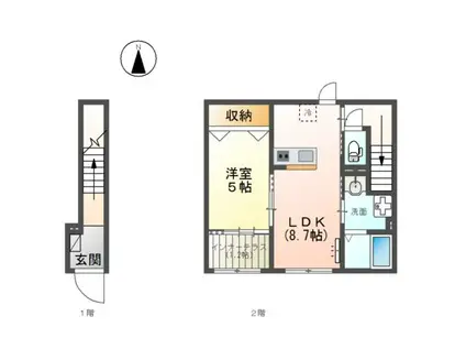 メルヴェールII(1LDK/2階)の間取り写真