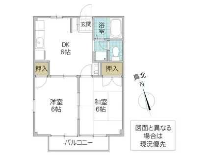 スカイコート(2DK/1階)の間取り写真