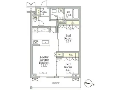 ミレーネ滝野川(2LDK/2階)の間取り写真