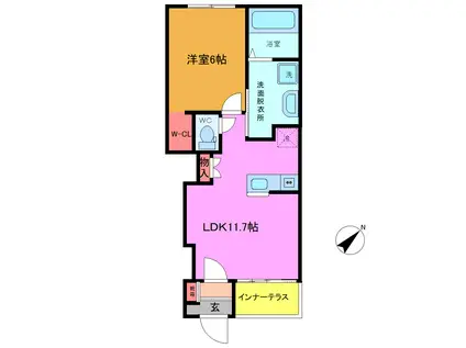 クレシア アベニュー(1LDK/1階)の間取り写真