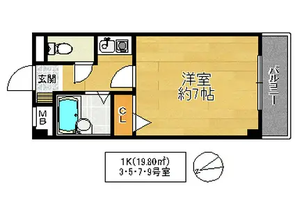 Mプラザ城東(1K/4階)の間取り写真