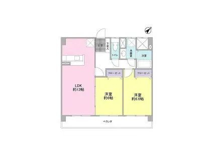 アントゥレ・ゼンザ(2LDK/2階)の間取り写真