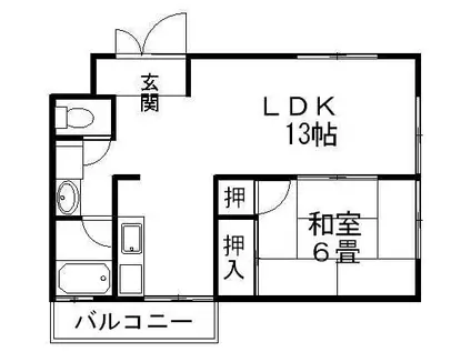 ベルハイツ(1LDK/1階)の間取り写真