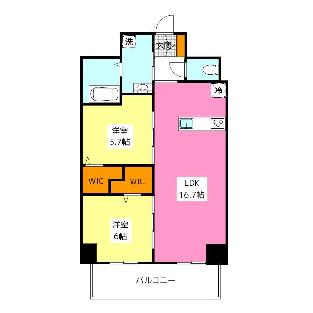 博多グランドレジデンス(2LDK/3階)の間取り写真
