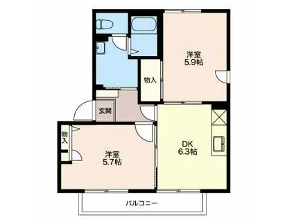 シャーメゾンビビットB棟(2DK/1階)の間取り写真