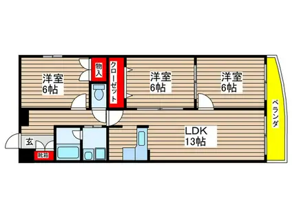 ブルーム滝子(3LDK/4階)の間取り写真