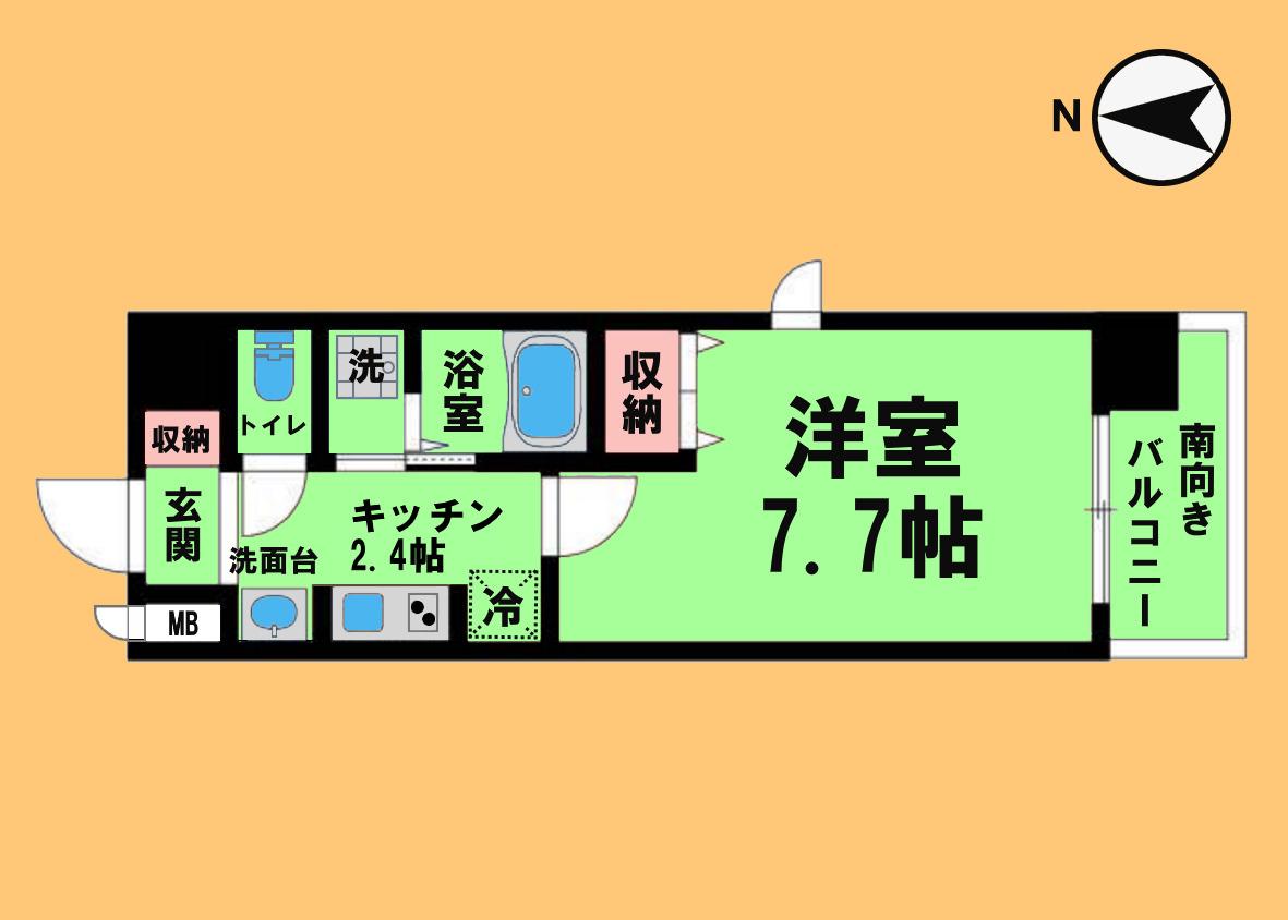 ブルームライフ黒川(1K/6階)の間取り写真