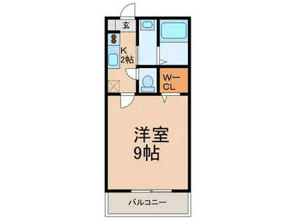 メイプルIV(1K/1階)の間取り写真