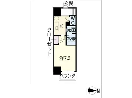 リバーコート砂田橋 II(1K/7階)の間取り写真