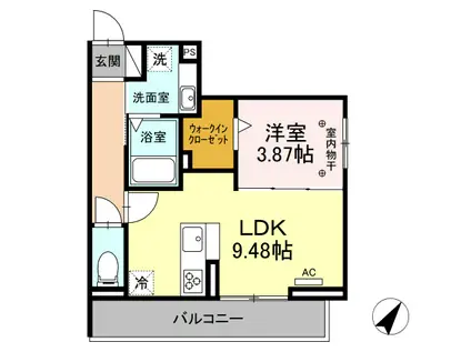 シャトーインハーモニーII(1LDK/3階)の間取り写真