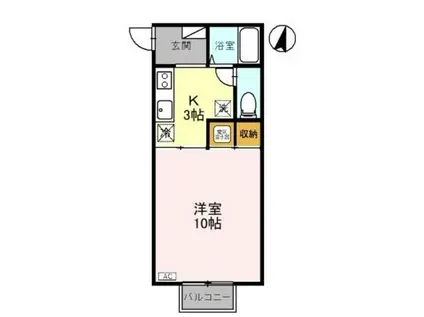 クリア上越(1K/2階)の間取り写真