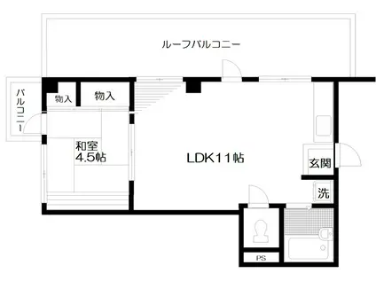 八田ビル(1LDK/4階)の間取り写真