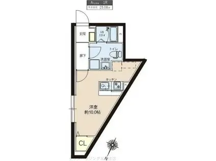 レピュア竹ノ塚レジデンス(ワンルーム/3階)の間取り写真