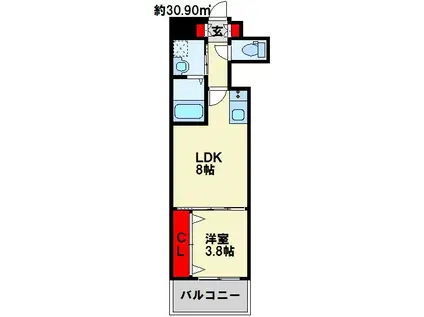 サンクレシア原町別院(1LDK/2階)の間取り写真