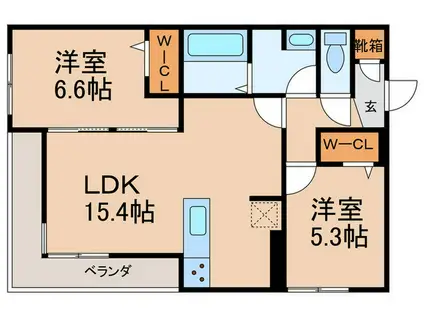 ARMOJOUR A棟(2LDK/3階)の間取り写真