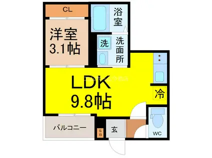REGALEST黄金(1LDK/2階)の間取り写真
