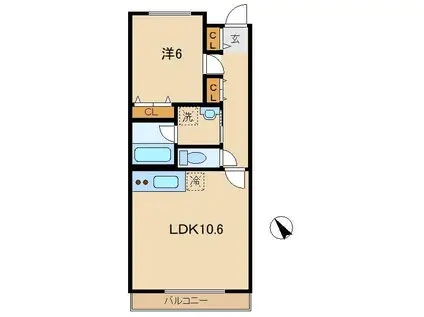 パルナッソス成城(1LDK/3階)の間取り写真