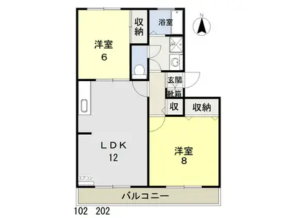 クレセント中仙道(2LDK/1階)の間取り写真
