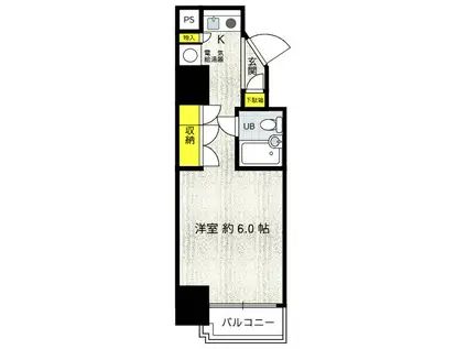 メインステージ王子駅前(ワンルーム/3階)の間取り写真