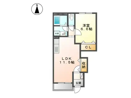 コンフォールII(1LDK/1階)の間取り写真
